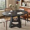 Merax Tavolo da pranzo allungabile 110/150 x 110 cm per 4-6 persone, tavolo da cucina rotondo con spazio e ripiano, tavolo da pranzo con ripiano integrato, moderno effetto legno