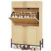 Garvee Scarpiera stretta salvaspazio da ingresso 60×24×102 cm - 2 ante a ribalta - 4 ripiani regolabili - legno con frontale in rattan e gambe in metallo, mobile chiuso per ingresso/corridoio -
