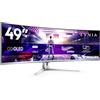 Philips Monitor 49M2C8900 48.9" Curvo 5120x1440, DQHD, 240Hz, QD-OLED Panel, 0.03ms GtG, USB-C Speakers (HDMI2x 2.1 DP 1x 1.4) Adaptive Sync, HDR400 TrueBlack, FreeSync Prem. Pro, G-Sync Comp, Argento