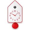 Guzzini QQ-UP Orologio da Parete con Cucù e Pendolo, Rosso | Sensore fotosensibile, cucù silenziabile ON/OFF, pendolo removibile, uso a parete o in appoggio, uccellino animato.