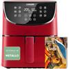 Cosori Friggitrice ad Aria 5,7 L, 13 Funzioni, 97% Meno Olio, 1700W Rossa | 67.5% di Risparmio Energetico, 75-205°C, 40 Ricette, Display Digitale, Lavabile in Lavastoviglie, preriscaldamento e shake