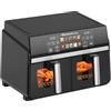 Melchioni Friggitrice ad Aria LAVINIA 10L Doppio Cestello 5L+5L Cotture Indipendenti | 2200W, 10 Programmi, Display a colori