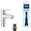 GROHE 23550002 Quickfix Start, Miscelatore Monocomando per Lavabo Taglia S, con Piletta Clic Clac, Strumento di Installazione Incluso, Cromo