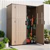 VEVOR Armadio da Giardino per Esterni 1,67 m³ Verticale in Resina Marrone, per Garage Accessori Patio e Attrezzi, Ripostiglio per Tosaerba Impermeabile con Porte e Pavimento, Richiudibile a Chiave
