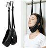 YueYue Trazione Cervicale da Porta Regolabile, Supporto per Collo e Trazione con Materiale Morbido e Traspirante, Ganci in Acciaio Inox, Allenamento Collo per Relax Quotidiano a Casa e in Viaggio，Nero