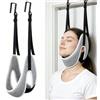 YueYue Trazione Cervicale da Porta Regolabile, Supporto per Collo e Trazione con Materiale Morbido e Traspirante, Ganci in Acciaio Inox, Allenamento Collo per Relax Quotidiano a Casa e in Viaggio，Grigio