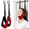 YueYue Trazione Cervicale da Porta Regolabile, Supporto per Collo e Trazione con Materiale Morbido e Traspirante, Ganci in Acciaio Inox, Allenamento Collo per Relax Quotidiano a Casa e in Viaggio，Rosso