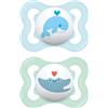 MAM Air Succhietto 2-6 mesi, Set da 2 ciucci, Verde/Neutro | Con porta ciuccio sterilizzatore portatile, Tettarella ortodontica in caucciù naturale, Mascherina curva, Senza BPA/BPS