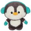 Gipsy Toys - Pinguino Snowy Grigio e Turchese - Peluche Kawaii - 23 cm | Kawaii e Stile Invernale - Paraorecchie e Muffole Abbinati - Formato 23 cm - Idea Regalo per Bambini per Inverno e Natale