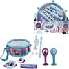 Lexibook Disney Frozen Elsa Anna Giocattolo Musicale, Set di 7 Strumenti Musicali (Tamburo, Maracas, Castanet, Armonica, Flauto Dolce, Tromba, Tamburello), Blu/Bianco, K360FZLXB
