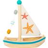 small foot Giocattolo Acquatico Barca a Vela Stella Marina in Legno, Giocattolo da Bagno Acquatico, per Bambini dai 24 Mesi