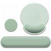 Gusmigus Set 3-in-1 Poggiapolsi Per Tastiera & Tappetino Mouse Ergonomico | Con Cuscinetto In Gel & Schiuma Memory, Base Antiscivolo, Sollievo Dal Dolore Per Gaming, Ufficio E Smart Working, Verde