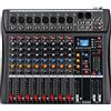 Depusheng DA8 Mixer audio professionale Scheda audio Bluetooth Console Interfaccia di sistema da scrivania a 8 canali Ingresso digitale USB MP3 Alimentazione phantom 48V, nero