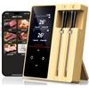 Onherm Termometro Cucina Wireless con 2 Sonde, Con Smart APP, Display LCD, IP67 Impermeabile, Funzione Allarme, Termometro Carne per Barbecue, Forno, Griglia, Cucina, Affumicatura