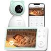 YESIMOM Baby Monitor WiFi 2K/3MP con Schermo 5″ e App, Wi-Fi 2,4/5 GHz | Telecamera Bambini con Monitor, 355°PTZ, VOX e visione notturna, auto-tracking, monitor senza WiFi a casa, app da remoto