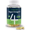 4 Omega 3 Vegan, Olio di Alghe 1000mg al Giorno con 400mg DHA, 120 Capsule | Integratore Vegano senza Pesce né Gelatina, DHA per Cervello e Vista, 2 Capsule al Giorno, Prodotto secondo le Norme GMP