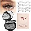 Higu clace 2 Paia Ciglia Finte Magnetiche con applicatore, Ciglia Finte Magnetiche Naturali, non c'è bisogno di colla magnetica per Ciglia facile da indossare e rimuovere (BLACKAB)