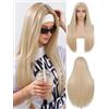 WIGNEE 26 Inch Long Straight blonde Wig for Women, Glueless Heat Resistant Synthetic Wig, Natural Matte Finish with Small Lace Front, Adjustable Cap for Daily Wear, Cosplay & Halloween