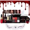 KIMUSE Kit Trucco Halloween Vampiro, 8 Pezzi con Sangue Finto e Zanne | 6 Ombretti, Eyeliner, Blush, Rossetto E Tinta Labbra; Per Feste In Maschera, Carnevale, Cosplay, Teatro, Adulti E Ragazzi