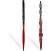 QfwdfcTrenz 2 spazzole rotonde piccole con setole di cinghiale, spazzola rotonda Quiff | Spazzola arricciacapelli pettini per donne e uomini setole rigide in nylon per lo styling bagnato asciutto frangia corta