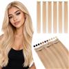 Elailite Extension Capelli Veri Clip Balayage Remy Human Hair Naturali Set da 6 Ciocche Singole con Silk Lace 25cm 31gr (#18/#613 Beige Sabbia Biondo/Biondo Chiaro)