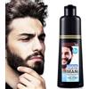 JRTTOSSE Colore per capelli da uomo e baffi per capelli grigi a nero, in 5 minuti, colore nero naturale e shampoo colorante per capelli, 200 ml (Natural Black, 200 ml)