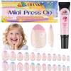 EBANKU Kit di unghie finte per bambini, 26 pezzi, a forma di margherita, con colla per unghie, kit per unghie finte corte per bambini e ragazze