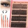 Higu clace Kit Pestañas Postizas 30D+40D+50D+60D D Curl(30D-60D) | Kit Pestañas Pelo a Pelo Extensiones DIY 320 Pcs Cluster Lash 10-18 mm with Lash Bond, apto para principiantes