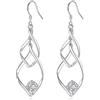 JETBON Orecchini pendenti in argento Sterling da donna, orecchini pendenti in argento con zirconia cubica, ipoallergenici, orecchini lineari intrecciati per orecchie sensibili, regalo di compleanno, Natale