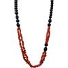 sicilia bedda - COLLANA IN CORALLO ROSSO DEL MEDITERRANEO e AGATA NERA - Gioiello Artigianale