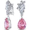 Bling Jewelry Stile Vintage Simulato Gemma Cubic Zirconia Aaa Cz Dichiarazione Dangle Foglia Teardrop Formale Chandelier Clip Su Orecchini Matrimonio Prom Argento Placcato