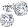 Richsteel Orecchini Uomo Donna Diamante Brillantino Argento S925 Perno | Quadrati & Rotondi, 0.5/1 Carati Zirconi Cubici, Nero Bianco, Ipoallergenici