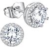 Richsteel Orecchini Uomo Donna Diamante Brillantino Argento S925 Perno | Quadrati & Rotondi, 0.5/1 Carati Zirconi Cubici, Nero Bianco, Ipoallergenici
