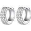 Richsteel Orecchini Uomo Cerchio Argento Oro Diamante Ago in Argento 925 | Larghezza 3/4,5/6 mm, zirconi bianchi saldamente incastonati, impermeabile e ipoallergenico, lucentezza abbagliante