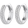 Richsteel Orecchini Uomo Cerchio Argento Oro Diamante Ago in Argento 925 | Larghezza 3/4,5/6 mm, zirconi bianchi saldamente incastonati, impermeabile e ipoallergenico, lucentezza abbagliante