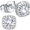Richsteel Orecchini Uomo Donna Diamante Brillantino Argento S925 Perno | Quadrati & Rotondi, 0.5/1 Carati Zirconi Cubici, Nero Bianco, Ipoallergenici