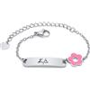 Vnox Bracciale Bambini Personalizzato Nome Battesimo Oro 18K | Bracciale bambini personalizzabile con nome o data, acciaio inox per uso quotidiano, lunghezza regolabile 12-17 cm