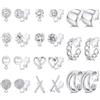 Roheafer 11 Paia Orecchini Clip Donna Ipoallergenici Placcato Oro 14K Set Orecchini a Clip Senza Buco con Creole Larghe Zirconi Nodo Fiore Falso Piercing Regalo per Donne