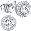 Richsteel Orecchini Uomo Donna Diamante Brillantino Argento S925 Perno | Quadrati & Rotondi, 0.5/1 Carati Zirconi Cubici, Nero Bianco, Ipoallergenici