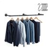 Relaxdays Barra appendiabiti da parete 140 cm, stile industriale, nero | Corridoio 6 ganci a S, camera