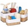 Relaxdays Cestino Portaoggetti, Pratico Set da 3, Fodera in Tessuto, Bambù, Rettangolare, Bagno, Giochi, Legno Naturale