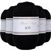 Utopia Crafts JOY DK, 5 gomitoli di filato acrilico da 50 g (250 g), lana per uncinetto e maglia, morbida lana per lavorare a maglia (nero profondo)
