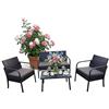 Relaxdays set giardino 4 pz, salotto rattan 4 pers., panca 2 pers., 2 sedie & tavolo, nero