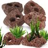 Happyyami Rocce Vulcaniche Acquario 6 Pezzi Anelli di Fissaggio per Piante Acquatiche Supporto Fisso per Piante Decorazioni per Acquario Rifugio per Pesci E Gamberetti