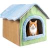 Generico Cuccia per Cani Pieghevole Caldo e Morbido in Peluche per Cuccioli con | Casetta chiusa per gatti per Soggiorno, Camera da , Balcone, Inverno e Clima Freddo