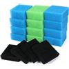 Aumooke 16 Pezzi Spugna Filtro, Compatibile con Juwel Compact Bioflow 3.0 M, Spugne Blu Fine Grossolana Verde Nitrato Carbone Attivo, Ricambio Filtrante per Acquari Tropicali e Marini