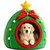 Jahuanoo Letto per cani ad albero di Natale Casa semi chiusa lavabile calda e carina | Rifugio per Gatto da Interno Riposo, , sonno ogni giorno in camera, negozio di animali, sul balcone e in soggiorno