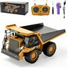 LTFIOON Camion Ribaltabile Telecomandato 1:24, 9 Canali 2,4GHz Luci e Suoni | Veicolo da Costruzione RC con cassone ribaltabile in metallo, inclusi Batteria, cavo USB, Regalo per Bambini dai 6 anni