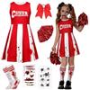 XFOZDM Costume da cheerleader zombie per bambini, costume di Halloween per bambini, morto, Halloween, zombie, leader zombie, travestimento con pompon, calzini adesivi, spaventoso festa scolastica