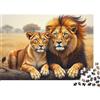 6N2X9A4S Famiglia di Leoni Africani Puzzle 1000 Pezzi Carta per Adulti Animali della Savana Relax Arredo Casa Regalo 52x38cm/1000pcs